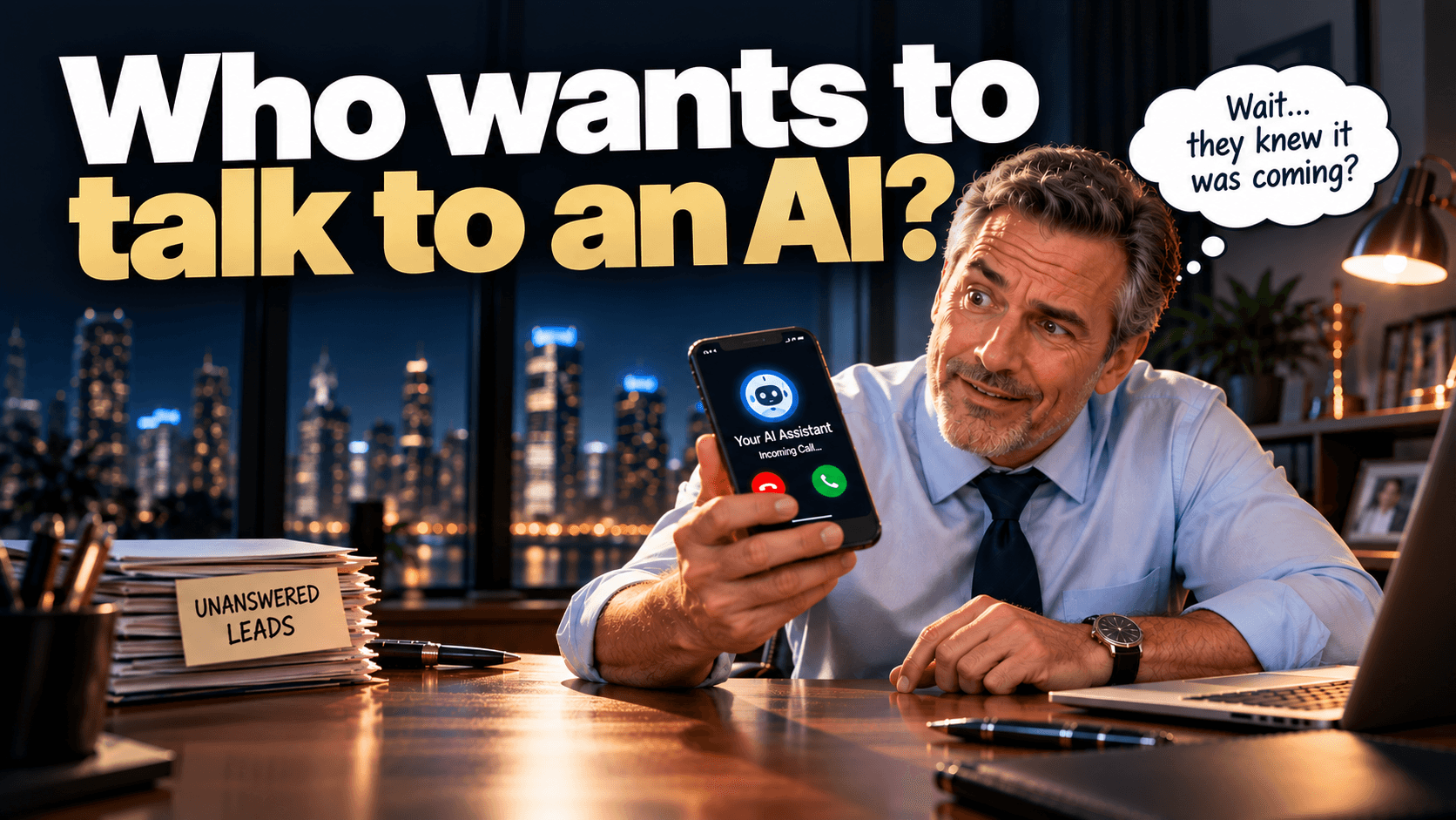 A prospect being told an AI will call them in one minute